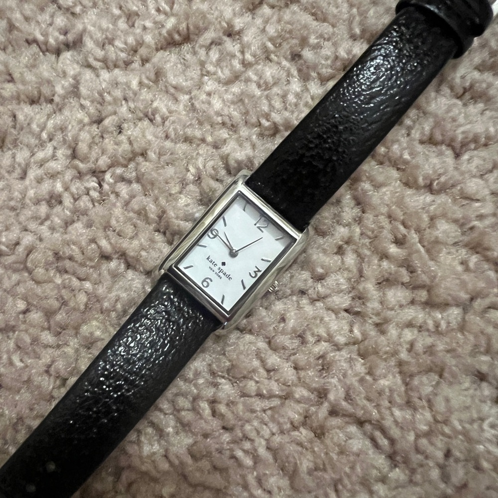 Kate Spade Silver Case Black Strap Watch